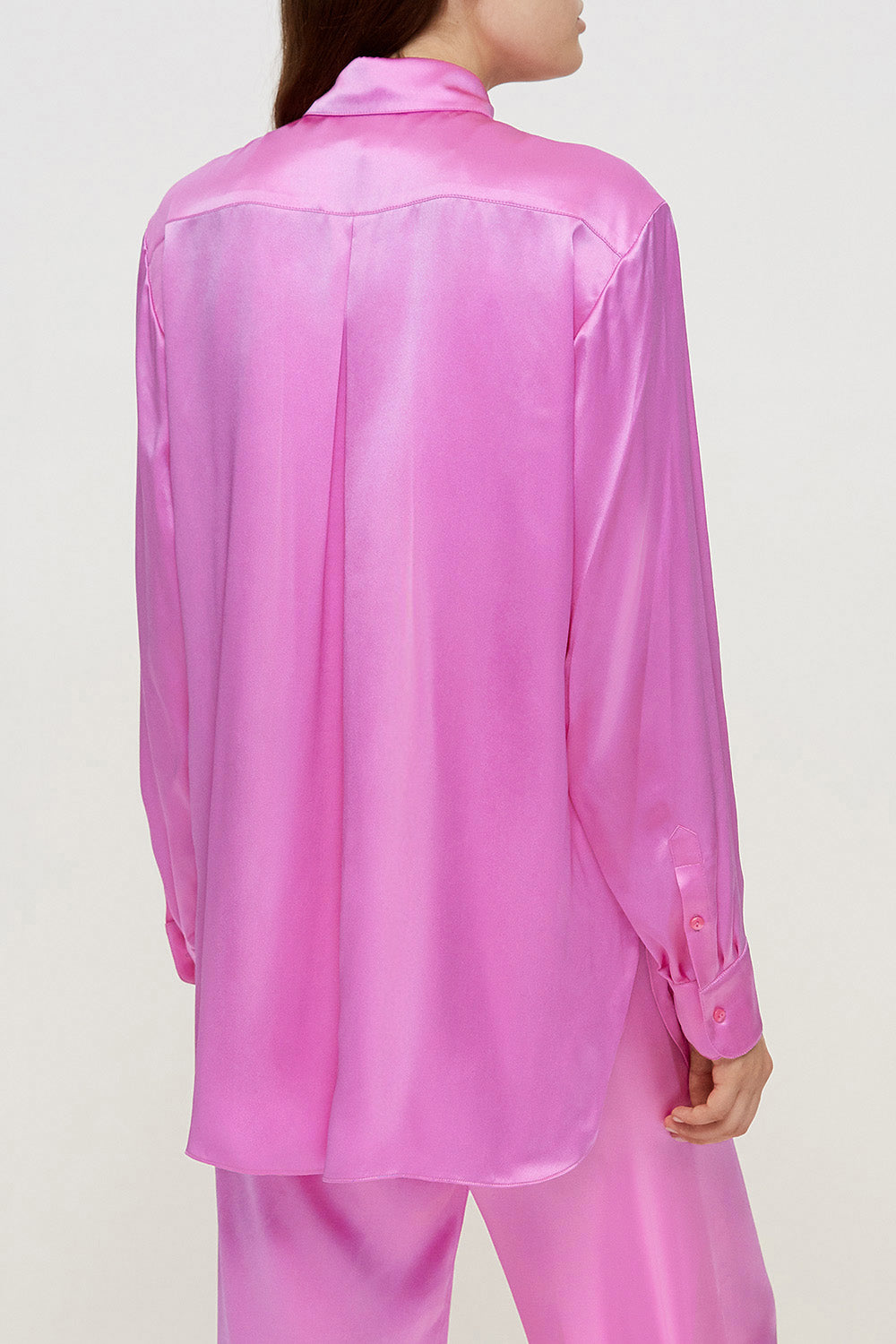 Women silk pajama fluid set in pink