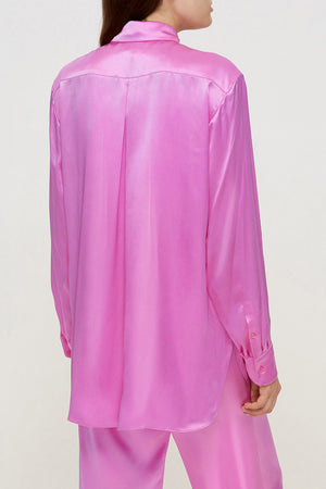 Women silk pajama fluid set in pink