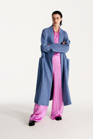 Women silk pajama fluid set in pink