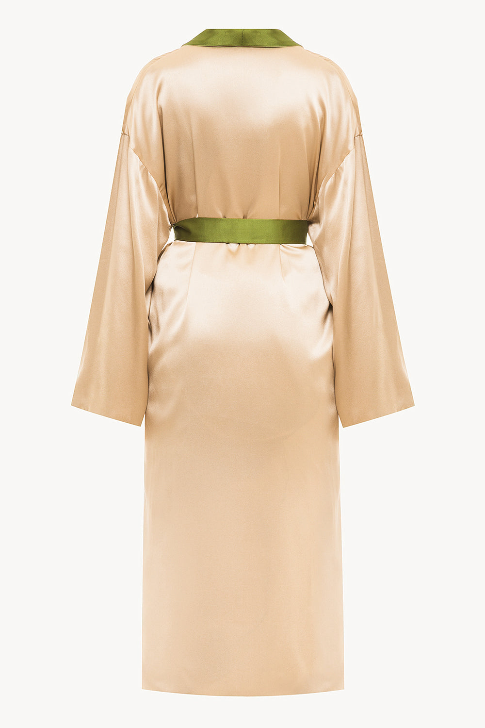 Reversible midi silk robe featuring a relaxed fit in muse/beige